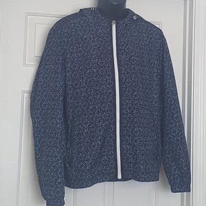 Women's Michael Kors Navy Blue Full Zip Rain Jacket Lined Size L